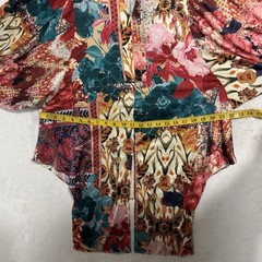 Chico’s Boho Floral Print Dress Blouse 00 2 XS Balloon Sleeve Oversized Tropical