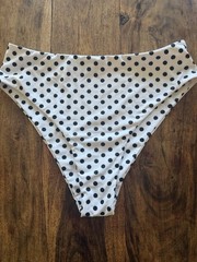 H&M Women’s White/Black Polka Dot Bikini Swim Bottom M Regular Stretch