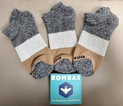 BOMBAS 3 Pairs Men’s Tri-Block Honeycomb Ankle Socks Classic Size Large