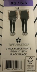 🥥 Tuff Athletics 2 Pack Youth Fleece Lined Legging Black XS 5-6 Stretch🆕