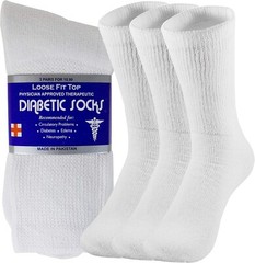 6 Pairs Womens Mens Cotton Diabetic Crew Socks 9-11 10-13 13-15