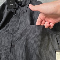 Claiborne Mens L Button Down Shirt Gray 100% Silk Herringbone MERU0862 NWT