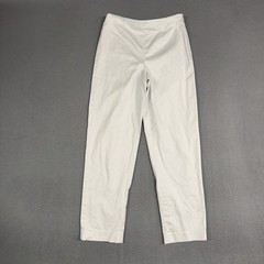 Talbots Pants Women’s 4 Beige White Straight Side Zip Stretch Cottton Blend VTG