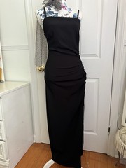 Black Maxi Zara Dress W/ Open Side Slit & Adjustable Side Slip Straps (size xs)