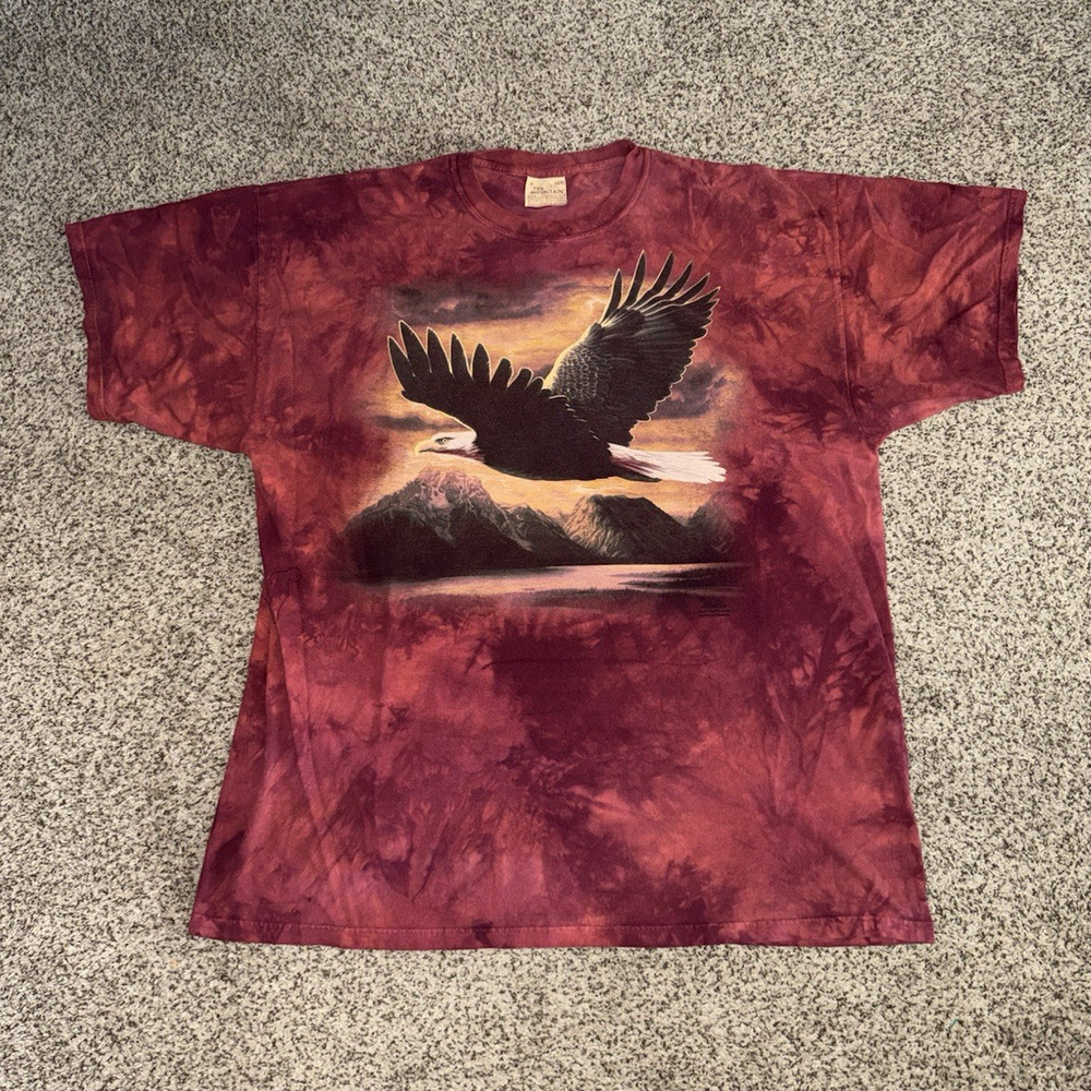 The Mountain Red Tie-Dye Eagle Graphic Cotton Jersey Crew Neck Tee XXXL