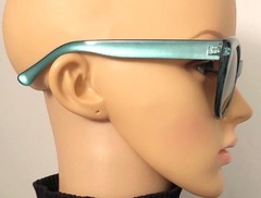 Stunning Blue Polycarbonate Lenses Round Cat Eyes Sunglasses Rare