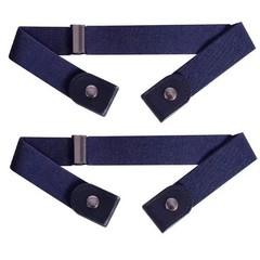 2 Pack No Buckle Elastic Belt Invisible Loop Belt for Jeans Pants