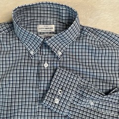 Lucky Brand Slim Fit Button-Down Dress Shirt M 15-15 1/2 34/35 Blue/Green Check