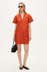 J Crew Patch-pocket pullover dress structured cotton poplin NWT M Medium Orange