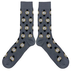 NWT Wrist Watch Dress Socks Novelty Men 8-12 Gray Crazy Fun Sockfly