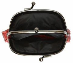 Women’s Leather Metal Frame Double Clasp Zipper Coin Change Purse Ladies