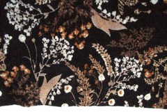 Garnet Hill Signature Eco Merino Cardigan Sweater Black Fern Floral Print Small