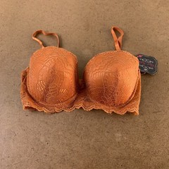 Black Fuchsia Secret Lace Women’s 34D Rust Strapless Bra & Medium Boyshort NWT