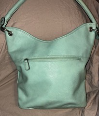 Croft & Barrow Aqua Pebbled Shoulder Bag Zip/Magnetic Pockets Silver Hardware