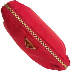 Authentic PRADA Triangle Logo Tessuto Pouch Red Nylon #36638440