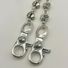 Heart Link Wallet Chain Silver Tone Biker Keychain 15.7in 4.3oz QBKB40