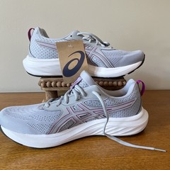 ASICS Gel Contend 9 Women’s Running Sneakers Gray/Purple Mesh Lace-Up Low Top