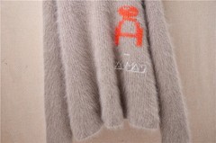 Women Camel Hairy Angora Rabbit Hair Knitted O-Neck Loose Sweater Jumper Pull