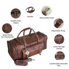 Handmade Genuine Leather Travel Duffel Luggage Weekender Overnight Bag Unisex