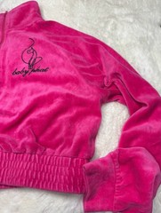 Baby Phat Hot Pink Velour Half-Zip Long Sleeve Crop Top