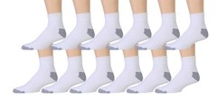 3 6 12 Pairs Mens Ankle Quarter Crew Sport Socks White 2 Tones Cotton 9-11 10-13