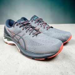 ASICS GEL-Kayano 27 Mens 14 Grey Orange Stability Running Shoes 1011A767