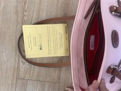 Dooney & Bourke Pink Solid Tote Bag – Zip Top, Gold Hardware, Red Lining