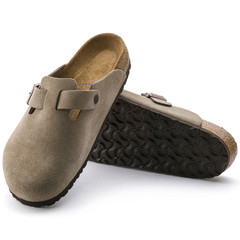 Birkenstock Boston Soft Footbed Taupe Suede Leather Unisex Shoes Clogs EU37-45