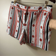 LOFT Light Blue Red Vertical Stripe Chino Shorts 10 Retro Chic Preppy Artsy