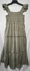 AND NOW THIS Petite PM Green Floral Smocked Square Neck Sleeveless Midi Dress