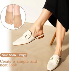 8 Pairs Toe Topper Socks for Mules No Show Half Toe Covers Non Slip Liner Socks