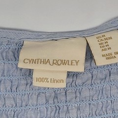 Cynthia Rowley 100% Linen Sleeveless Smocked Tunic Top Light Blue Women’s M