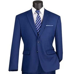 VINCI Men’s 2-Button Classic Suit w/ Adjustable Waist – 36S-56L, 5 Colors – NEW