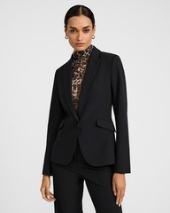 NEW EXPRESS $148 BLACK EDITOR STUDIO STRETCH TWILL FITTED ONE BUTTON BLAZER XS