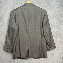 Jos. A. Bank Suit Mens 42R Grey Windowpane 100% Wool Pleated Cuffed 2-Piece Set