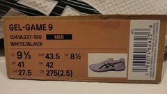 ASICS Gel Game 9 Mens Shoes White Black 1041A337-100 New Size 9.5 READ DESCR.