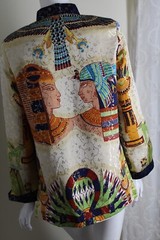 SALAD Sz Runs S M AMAZING EGYPT FACES Woven Jacquard Lined Jacket Blazer
