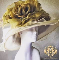 Rose Kentucky Derby Hat Cream Ivory Moss Hues Royal Ascot Del Mar Melbourne Cup