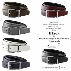 Classic Buckle Reversible Belt Genuine Leather Dress Casual Belt 1-1/8″ Wide