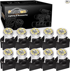 T10 194 168 LED Dash Instrument Light Bulbs White with Twist Lock Socket, Super