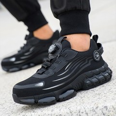 New Men Light Breathable Work Shoes Indestructible Rotary Buckle safety Shoes