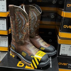 MENS STEEL TOE WORK BOOTS WITH SQUARE TOE WESTERN RANCH HEAVY DUTY CAFE BOTAS