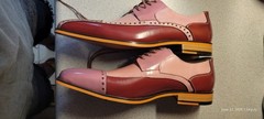 Stacy Adams Leather Wingtip Spectator Cap Toe Oxford Shoes Pink/Burgundy 9.5