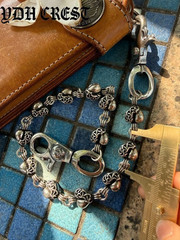 Heart Link Wallet Chain Silver Tone Biker Keychain 15.7in 4.3oz QBKB40