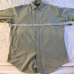 Ralph Lauren Yarmouth Button Down Shirt Cotton Men 15 1/2 -34 Olive Green Pony