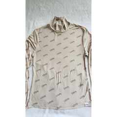 Y2K Levis Womens Tan All Over Logo Print Mock Neck Capsule Long Sleeve Top L