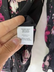 Joie 100% Silk Black Pink Floral Button Up Long Sleeve Blouse XXS