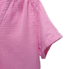 St. John’s Bay Women’s XL Pink 100% Cotton V‑Neck Short Sleeve Top High‑Low Hem