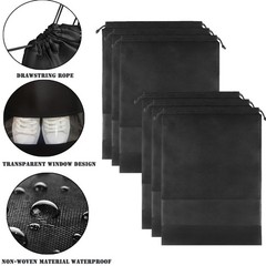 YMCCOOL 12pcs Non-woven Shoe Bags for Travel 12.6″ X 12.6 x 17.3 inch, Black