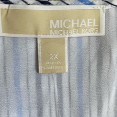 Michael Kors Blue and White Striped Faux Wrap Dress
